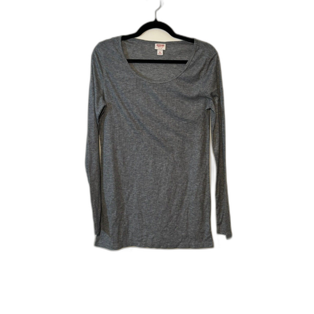 Mossimo Gray Ribbed Long Sleeve Scoop Neck Top Size XXL